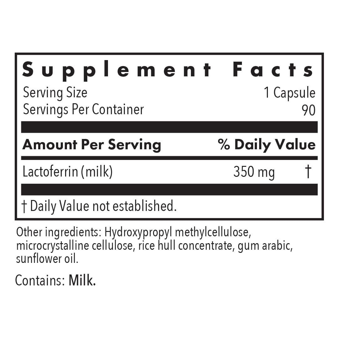 Allergy Research Group Lactoferrin bottle cap scene emphasizing easy daily supplementation