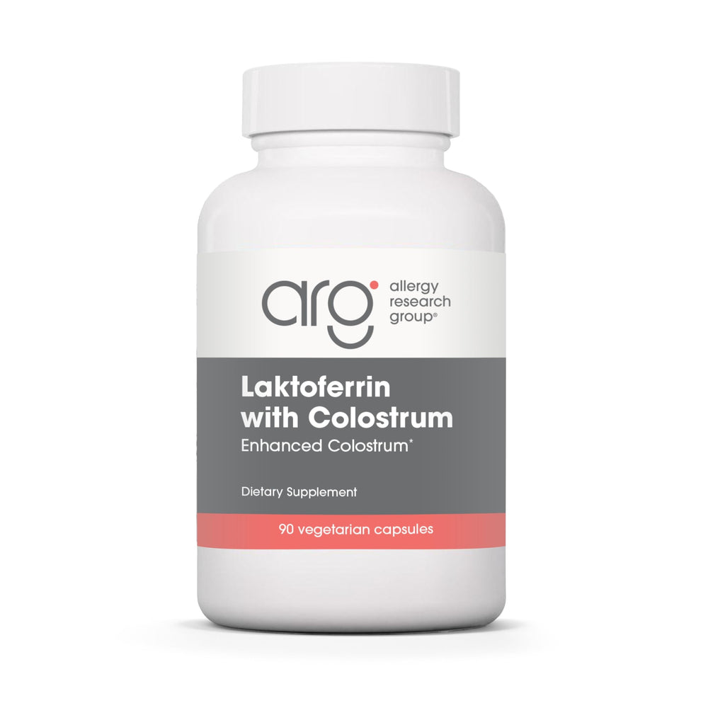 Allergy Research Group Laktoferrin bottle with capsules supports immune health.