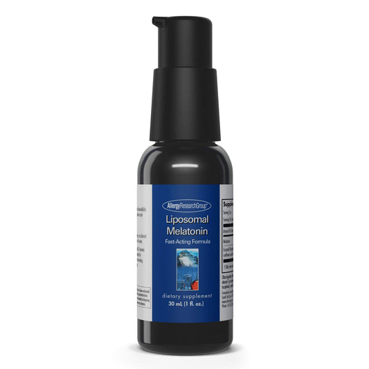 Allergy Research Group liposomal melatonin spray bottle showing fast-acting sleep support