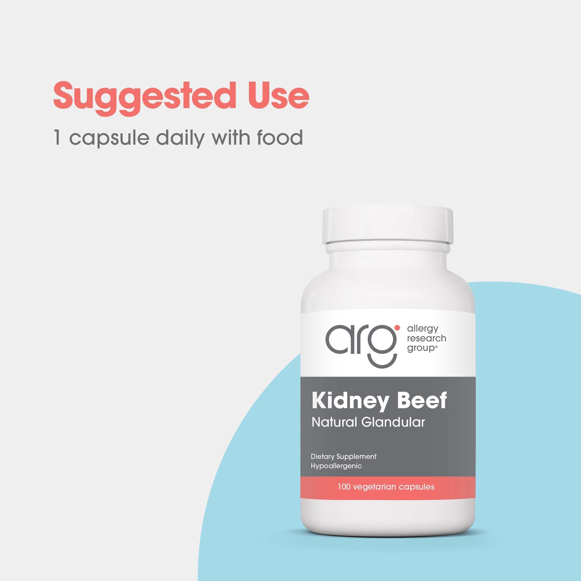 Allergy Research Group lyophilized bovine kidney 500 mg per capsule