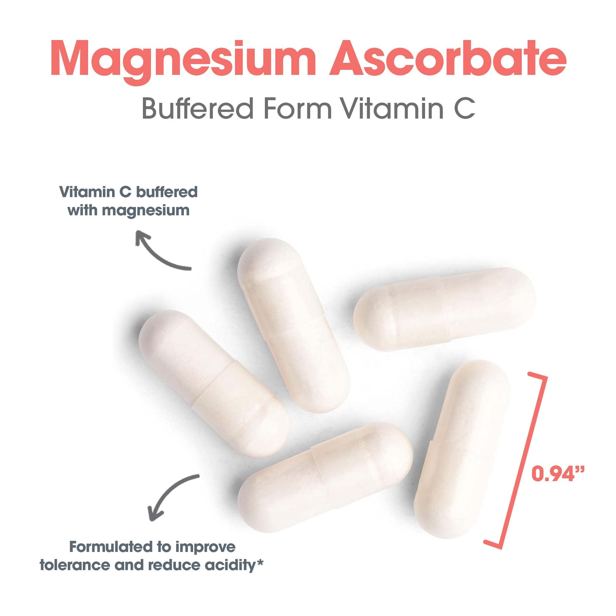 Allergy Research Group Magnesium Ascorbate ingredients panel emphasizing hypoallergenic formula