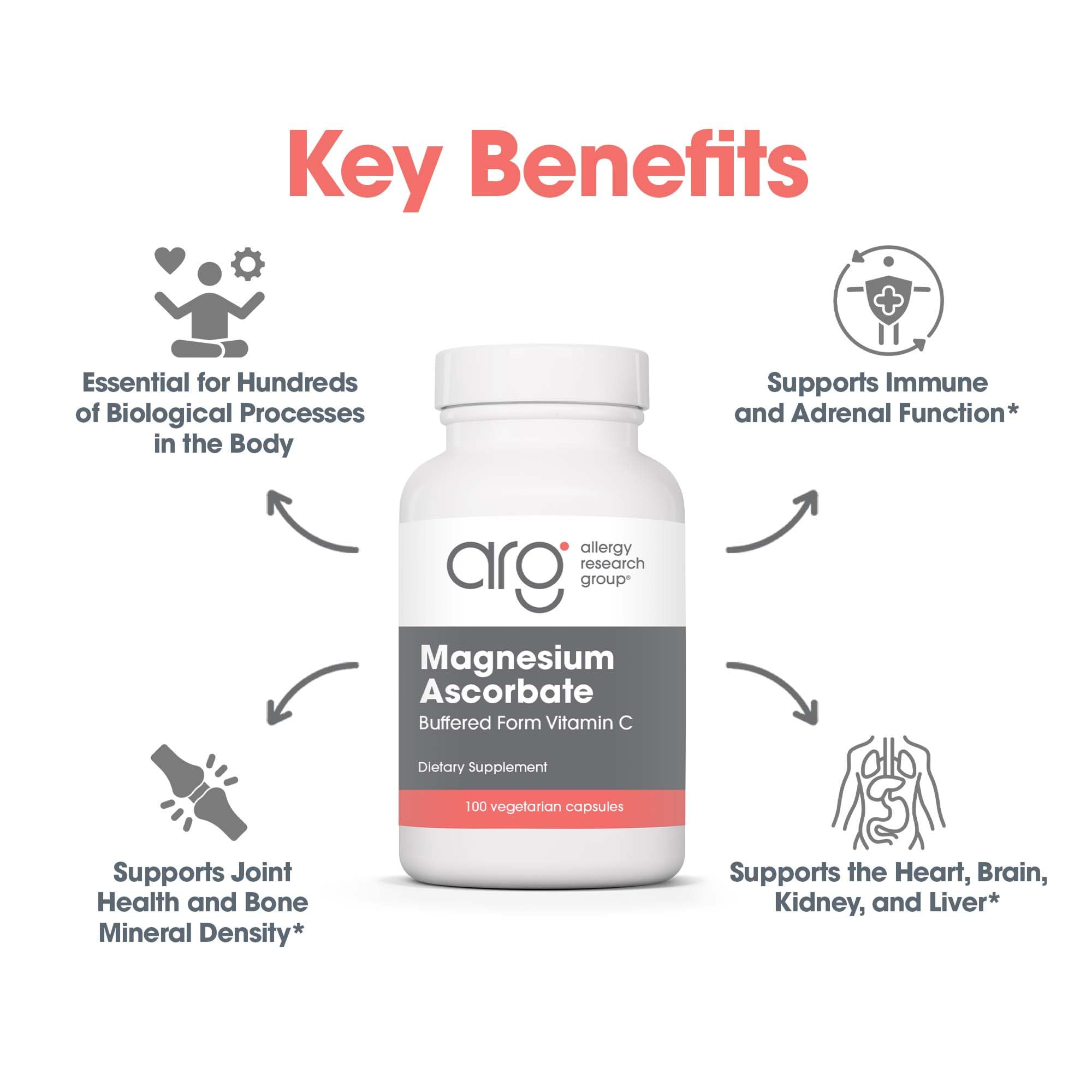 Allergy Research Group Magnesium Ascorbate measuring spoon dispensing for convenient daily use