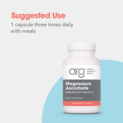 Allergy Research Group Magnesium Ascorbate pH information tile showing neutral pH details