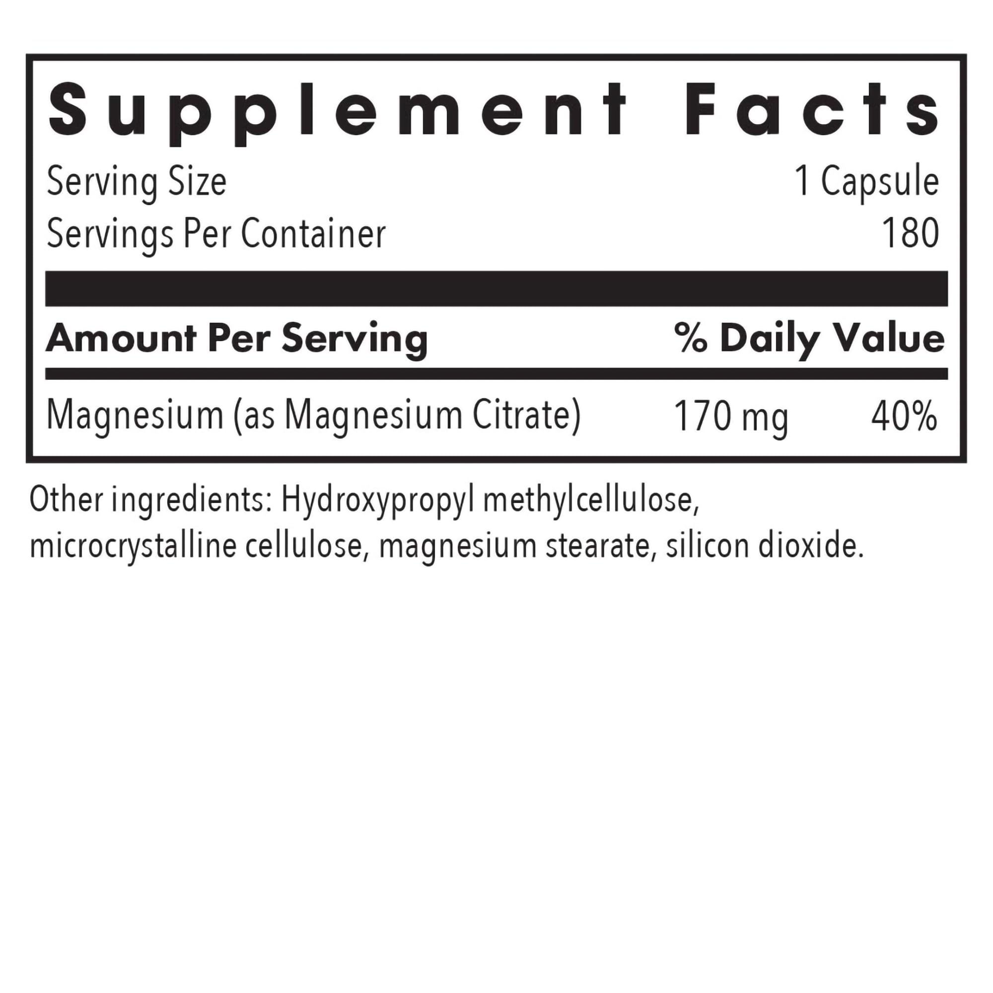Allergy Research Group Magnesium Citrate capsules arranged in a row for daily intake