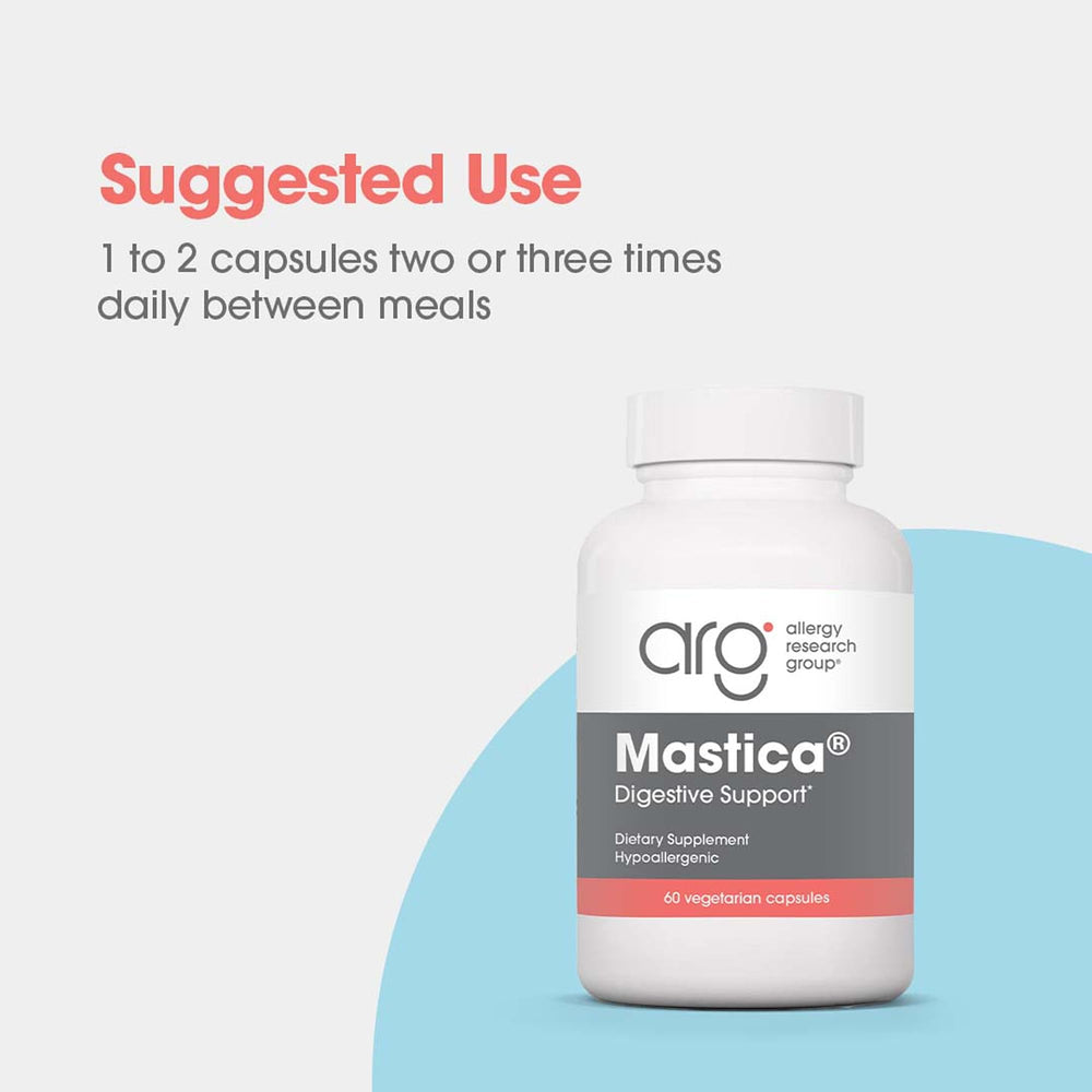 Allergy Research Group Mastic Gum 60 ct packaging on display emphasizes reliable sourcing