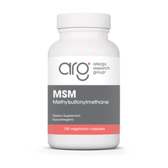 Allergy Research Group MSM powder capsules bottle for convenient sulfur support.