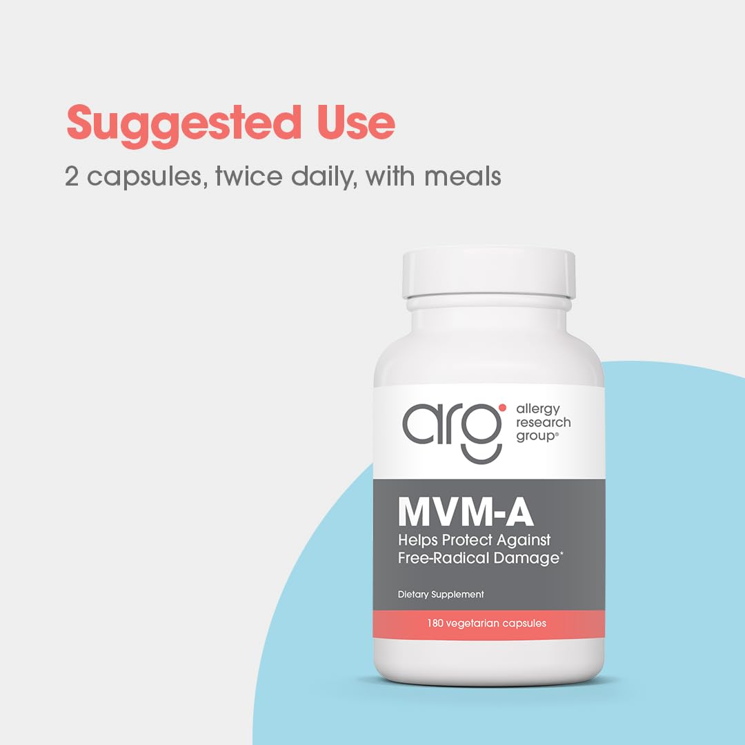 Allergy Research Group MVM-A capsules ready for 50+ daily nutrient intake.