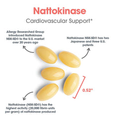 Allergy Research Group nattokinase bottle pour illustrates convenient daily use.