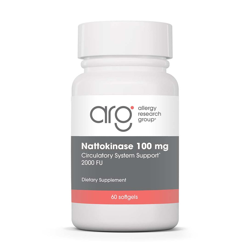 Allergy Research Group nattokinase NSK-SD bottle supports healthy circulation.