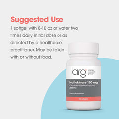 Allergy Research Group nattokinase packaging notes purity and potency for reliable support.