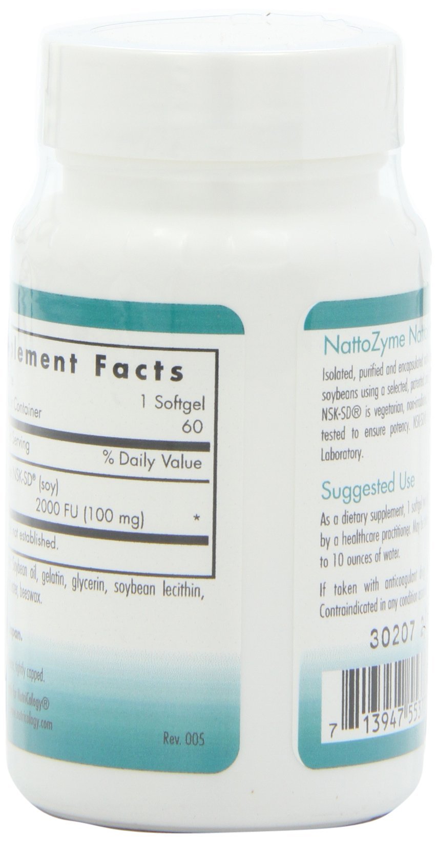 Non-GMO soy source noted on NattoZyme packaging.