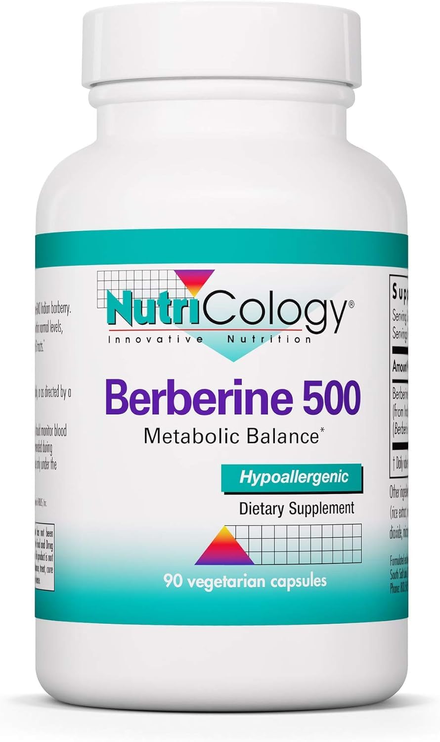 Allergy Research Group logo with Nutricology Berberine bottle on shelf
