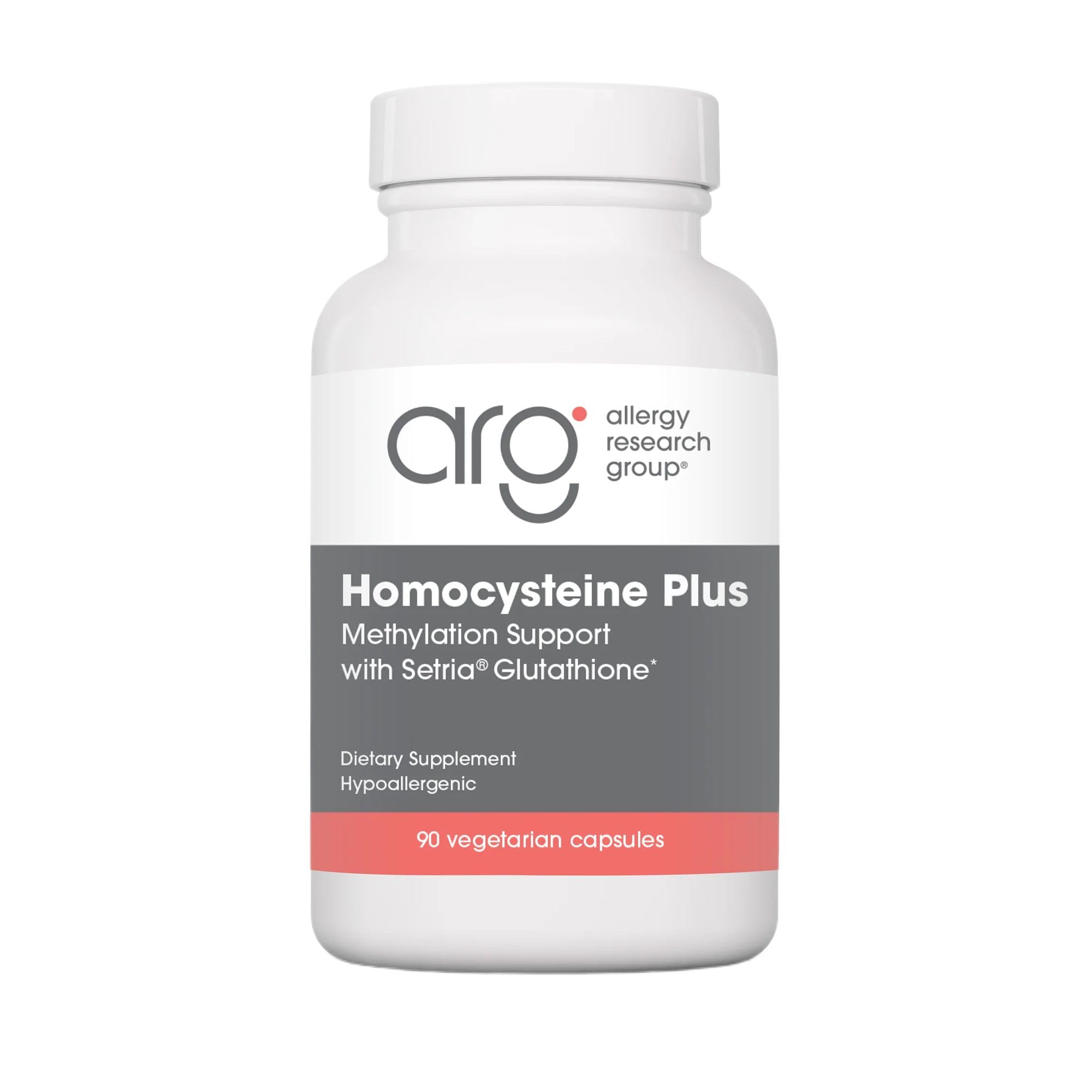 Allergy Research Group Nutricology Homocysteine Plus bottle for daily support in a convenient format