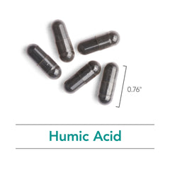 NutriCology Humic Acid gluten-free and dairy-free packaging note.