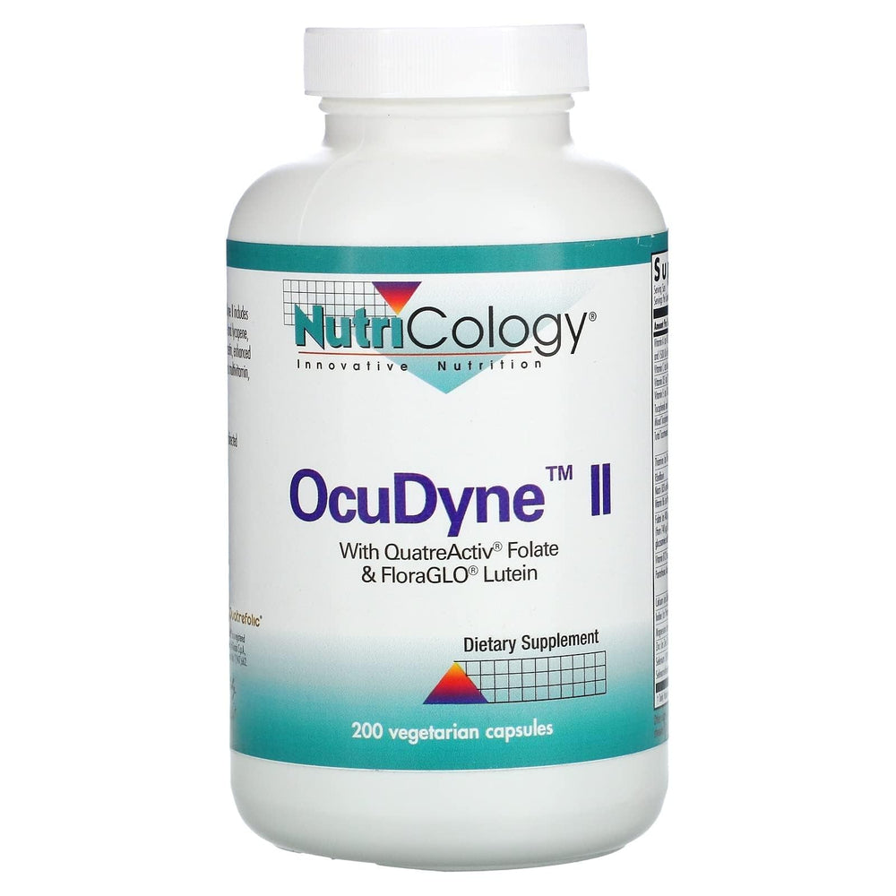 Allergy Research Group Nutricology Ocudyne II Vegicaps label shows herbal daily wellness blend.