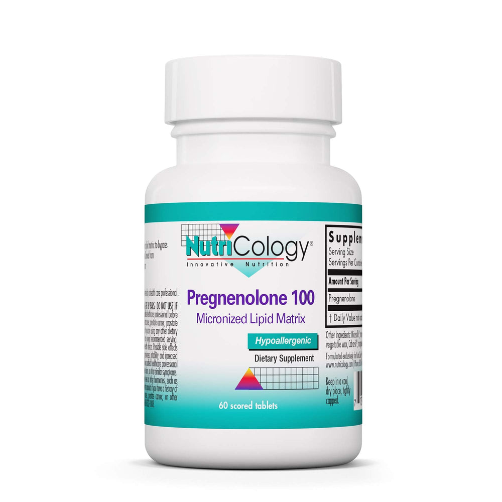 Nutricology Pregnenolone 100mg tablet close-up for precise dosing