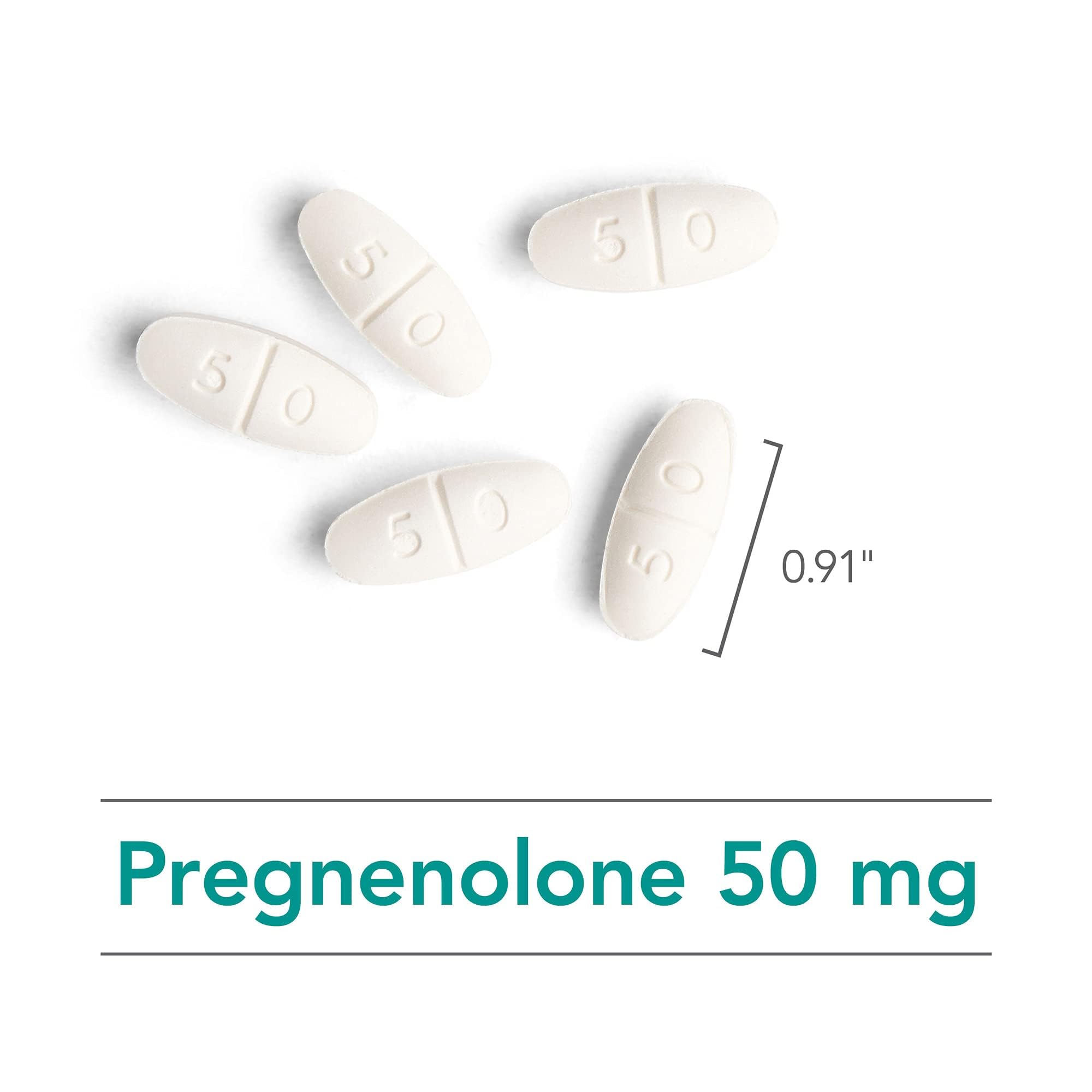 Allergy Research Group Nutricology Pregnenolone delivers 50 mg per tablet on the label for consistent dosing