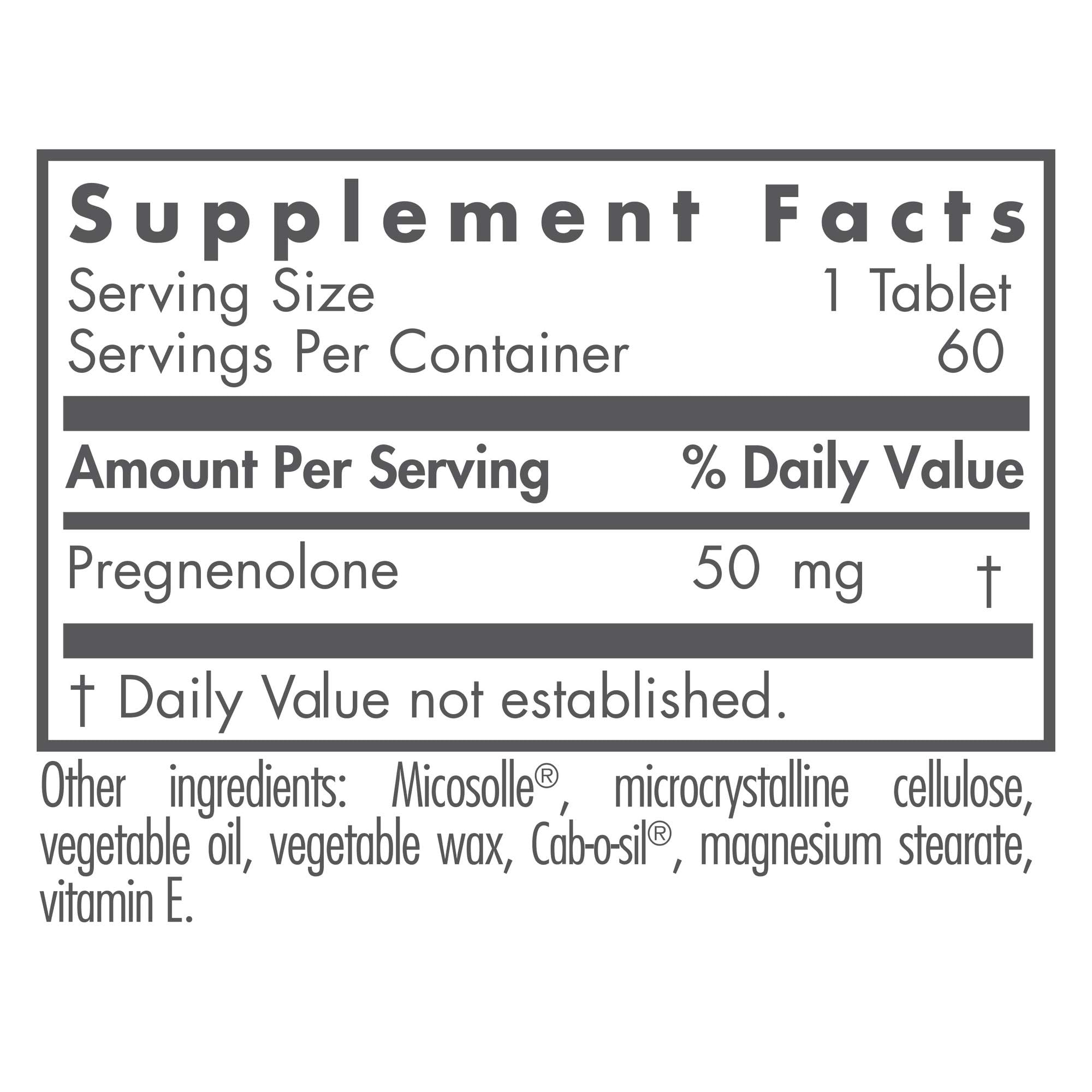 Allergy Research Group Nutricology Pregnenolone bottle front with plant-based formula