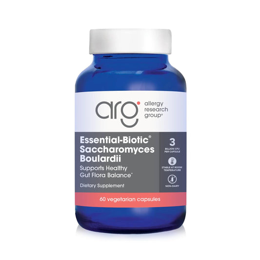 Allergy Research Group NutriCology Restore-Biotic bottle on shelf supports GI balance