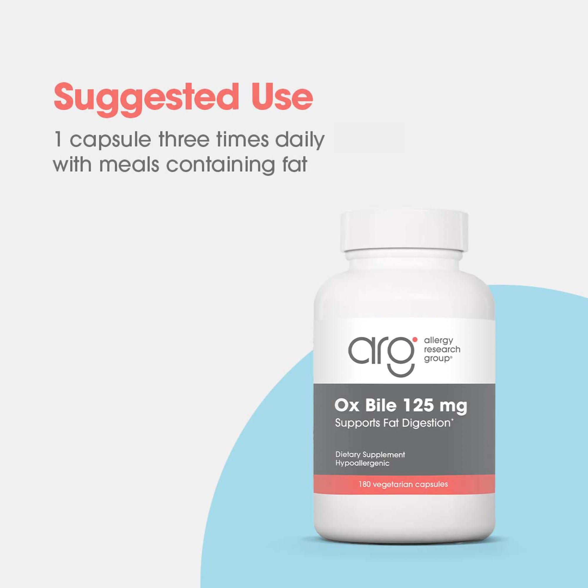 Allergy Research Group Oxbile vegan capsules on a clean background.