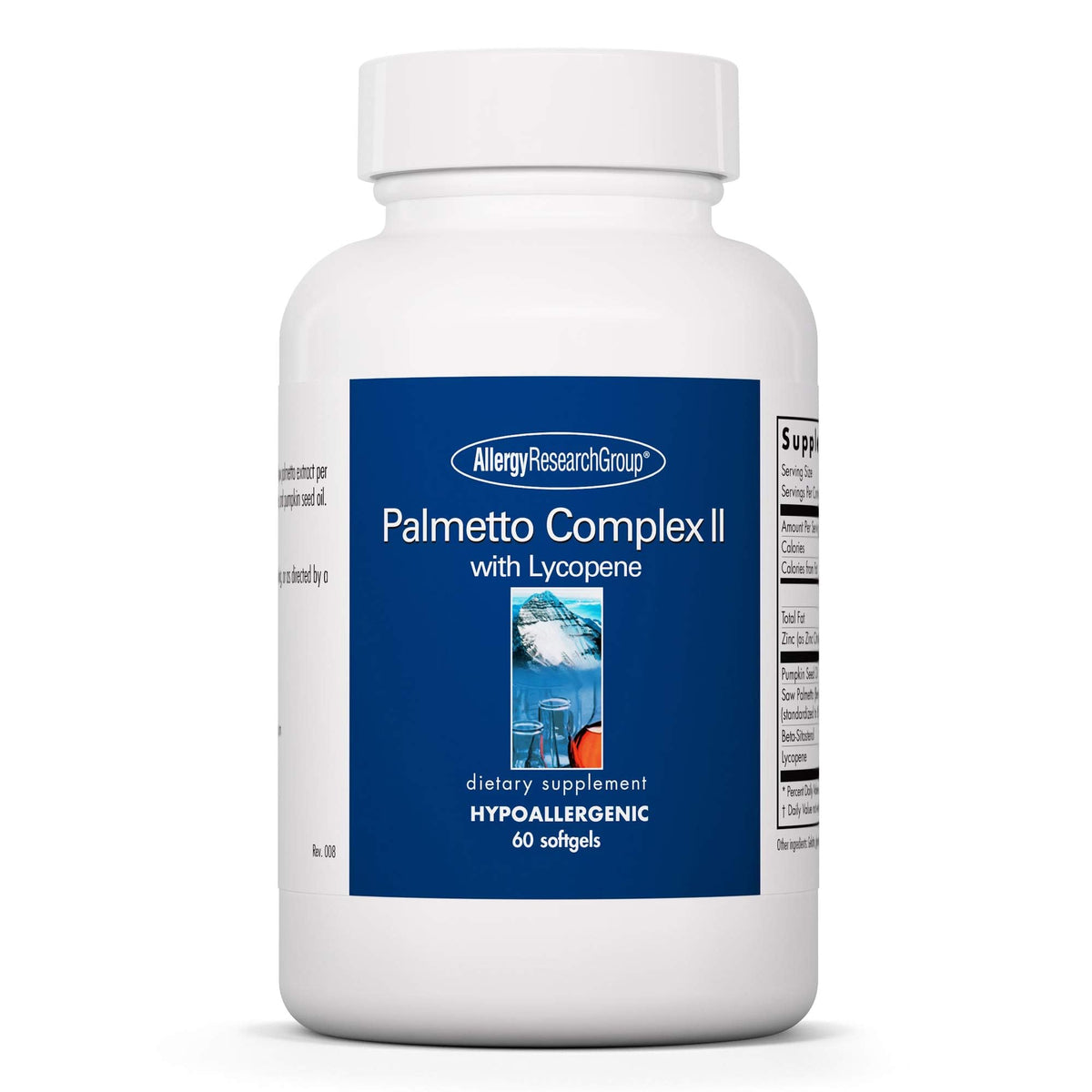 Allergy Research Group Palmetto Complex II bottle front showing probiotic-style prostate support capsules