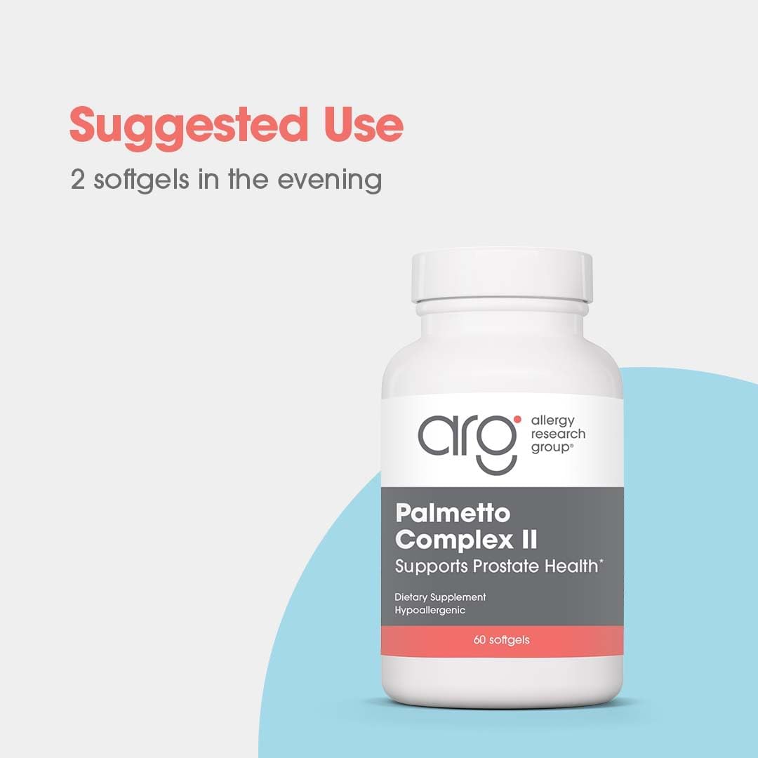 Palmetto Complex II bottle side with product labeling and dosage information