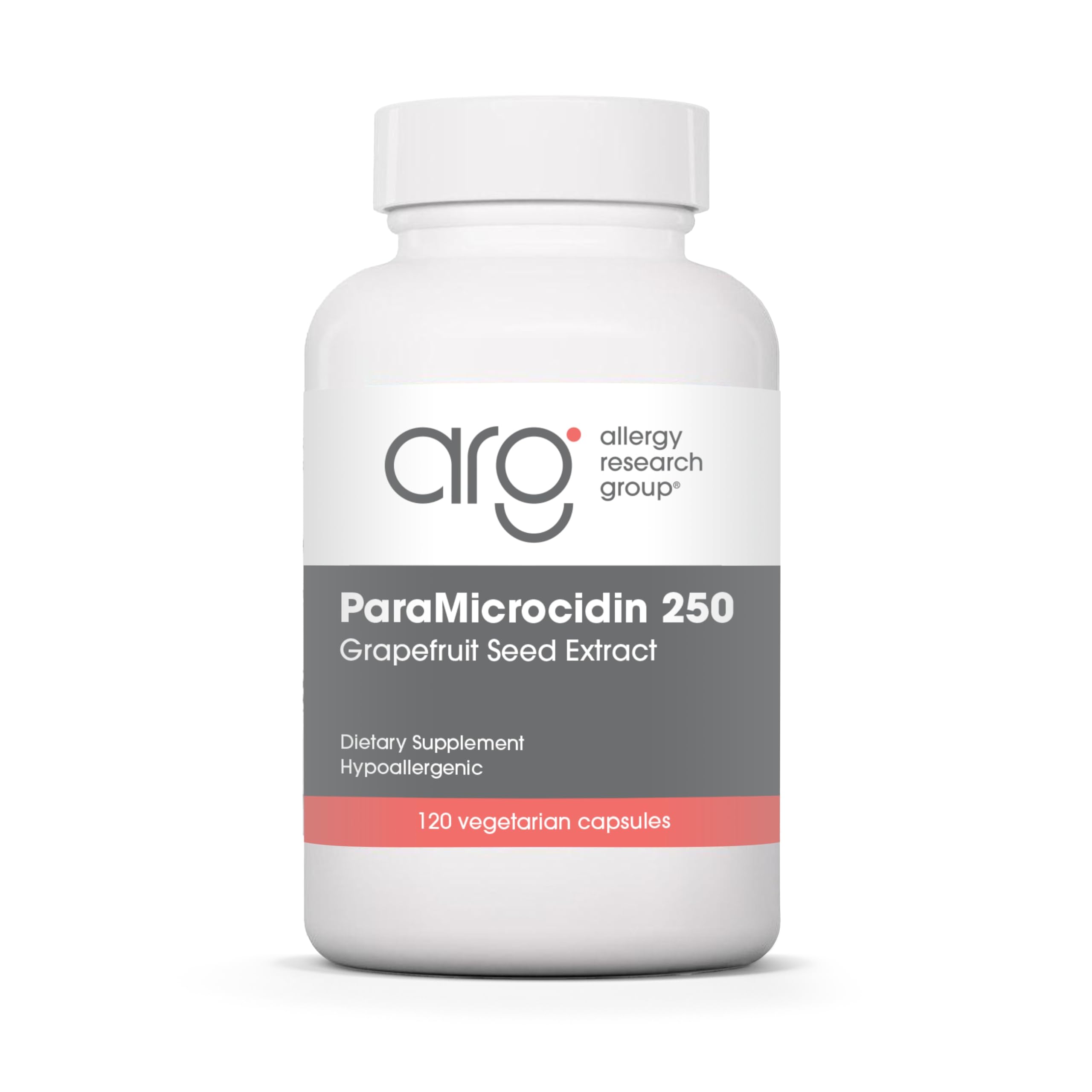 Allergy Research Group ParaMicrocidin bottle with contaminant-free capsules.