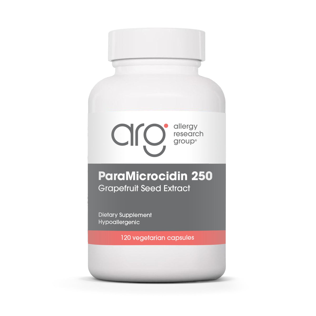 Allergy Research Group ParaMicrocidin bottle with contaminant-free capsules.