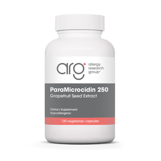 Allergy Research Group ParaMicrocidin bottle with contaminant-free capsules.