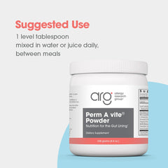 Close-up of Perm A Vite Powder ingredients label from Allergy Research Group