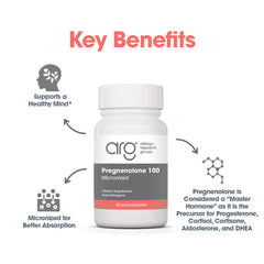 Allergy Research Group Pregnenolone label detail communicates purity and allergen-free ingredients.