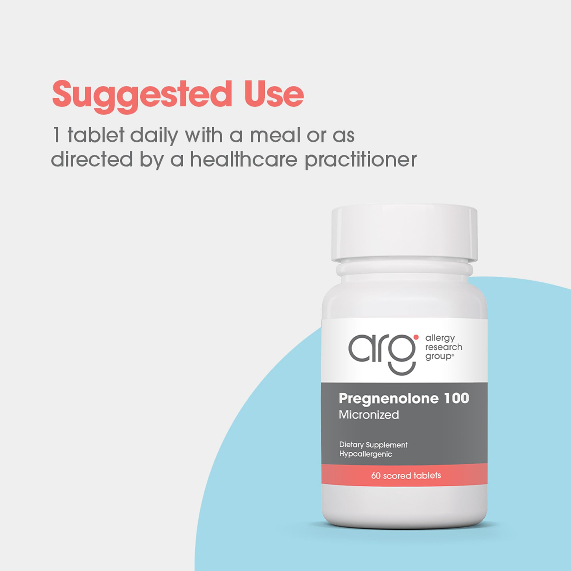 Allergy Research Group Pregnenolone tablet dispense demonstrates convenient dosing.