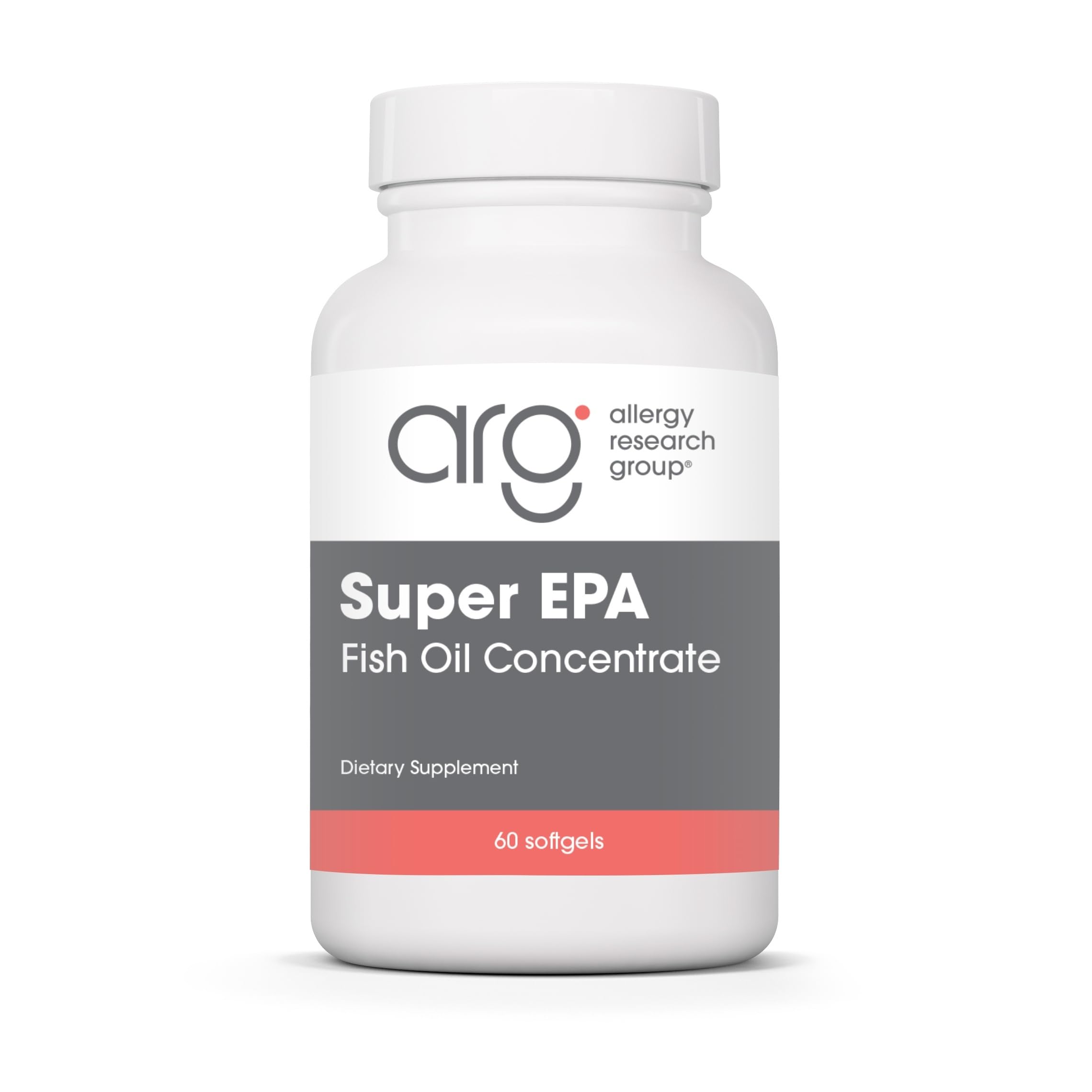 Allergy Research Group Super EPA bottle close-up with capsules for daily omega-3 support.