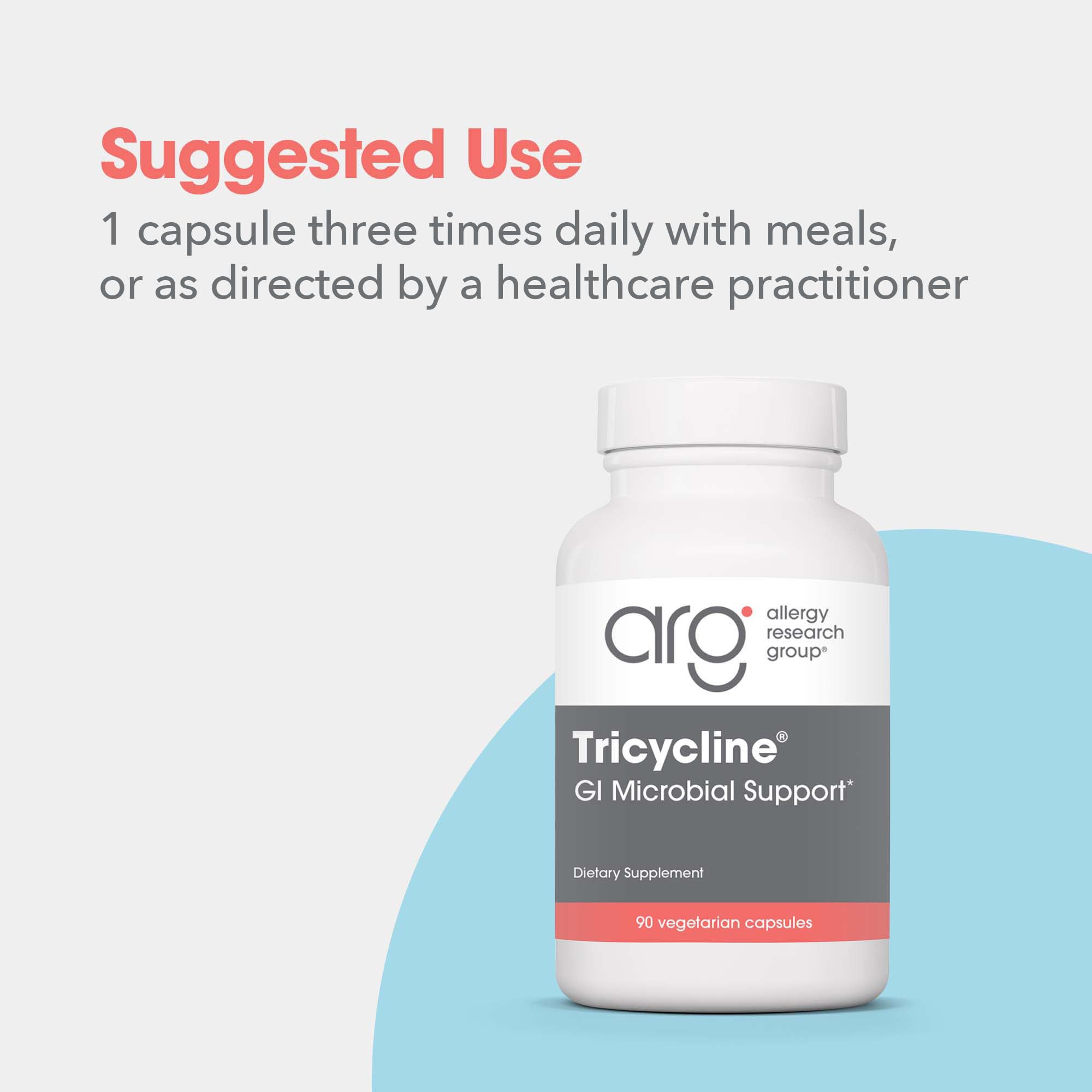Allergy Research Group Tricycline gluten-free symbol visible on packaging.