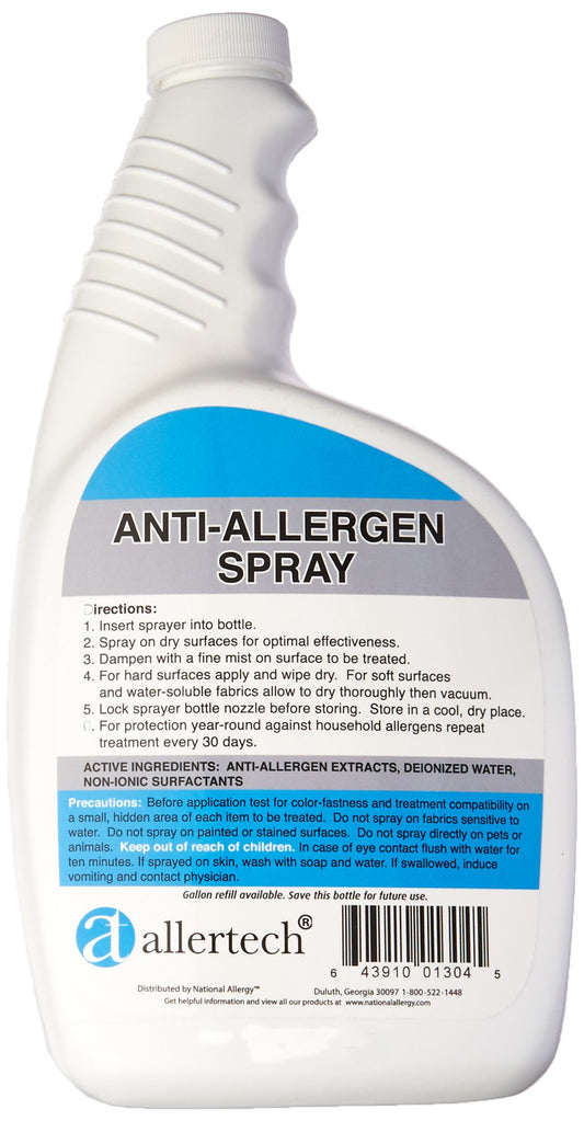 Allertech Anti-Allergen Spray on bedding removes allergens for cleaner sleep