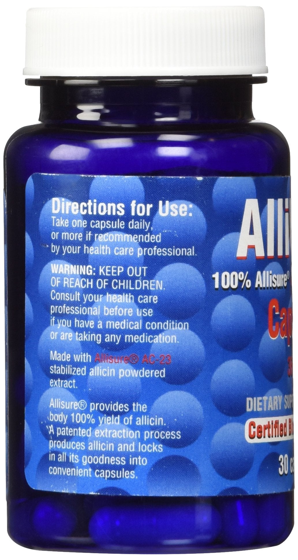 ALLIMAX AlliUltra 360mg vegan label highlights clean, plant-based formula.