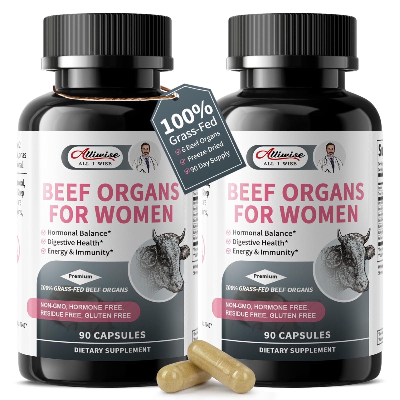 Alliwise beef liver image highlighting iron-rich support for energy and vitality