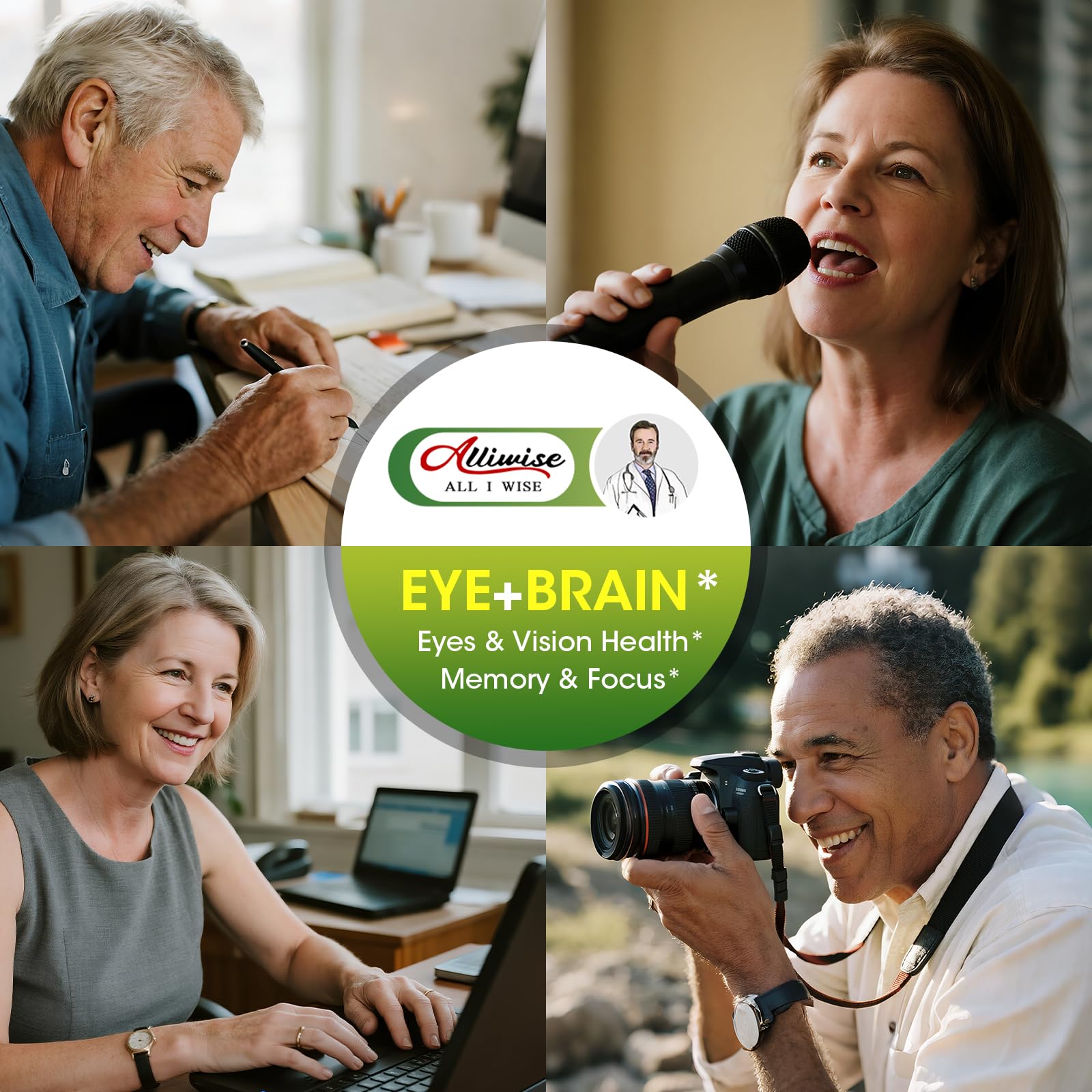Ginkgo Biloba and visual focus elements in Alliwise eye vitamins.