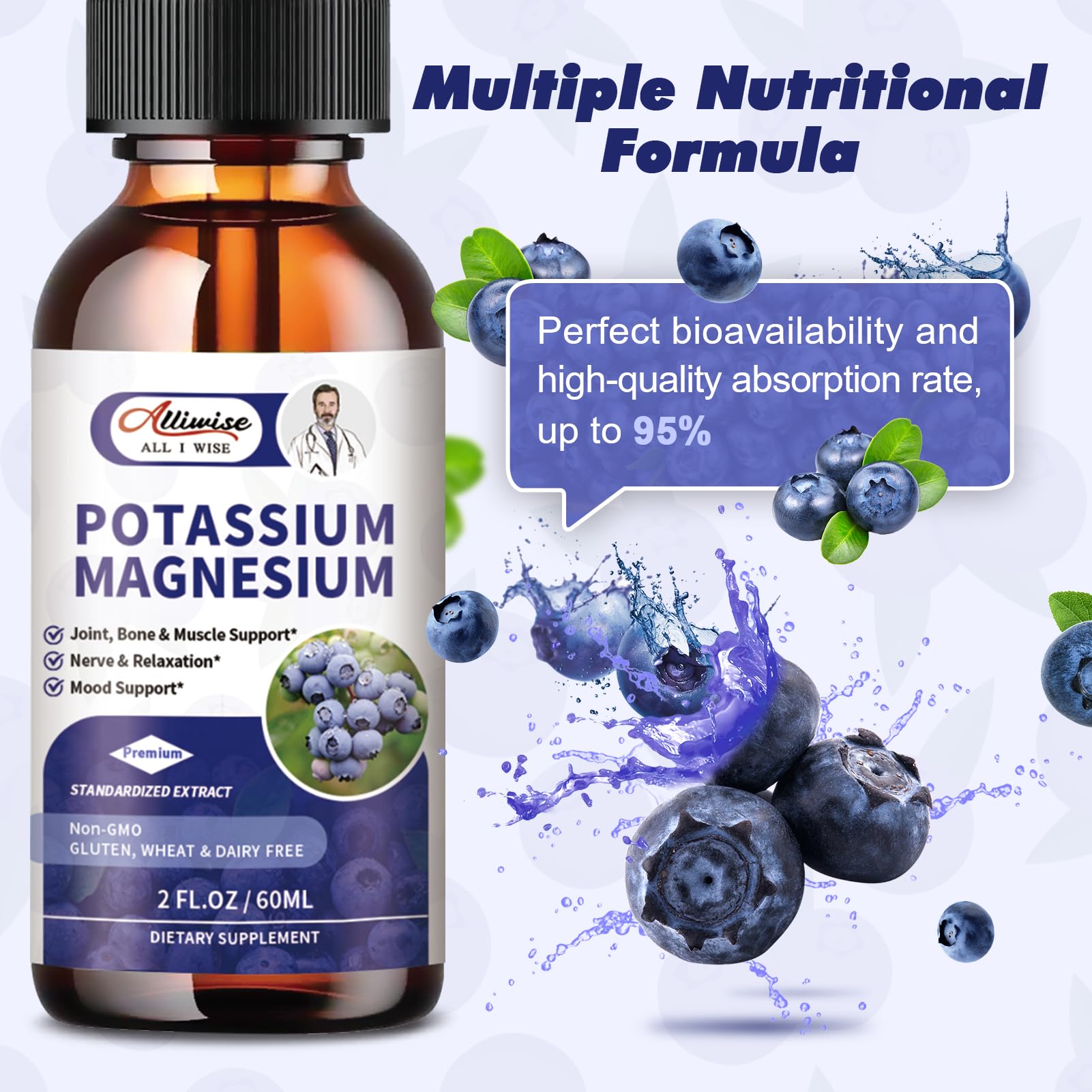 Alliwise potassium magnesium drops pipette showing precise dosing for steady intake