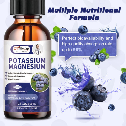 Alliwise potassium magnesium drops pipette showing precise dosing for steady intake