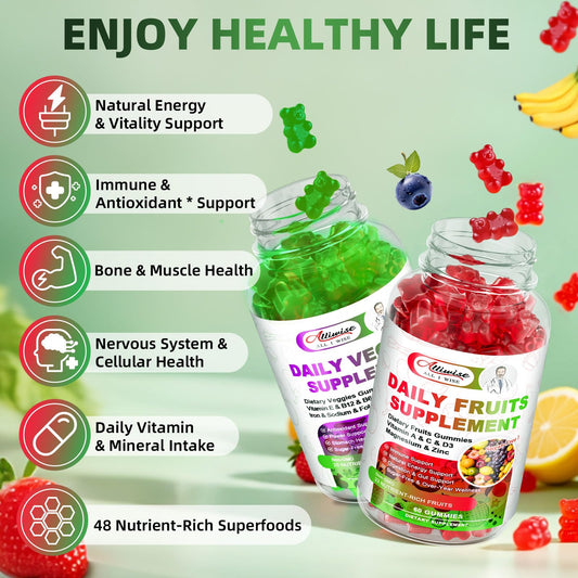 Alliwise bottle-label view shows convenient daily gummy intake