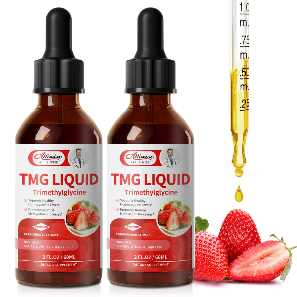 Alliwise TMG liquid drops bottle front shows convenient methylation support.