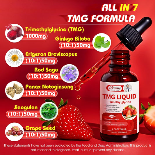 Alliwise TMG bottle side label highlights potency and B vitamin support.