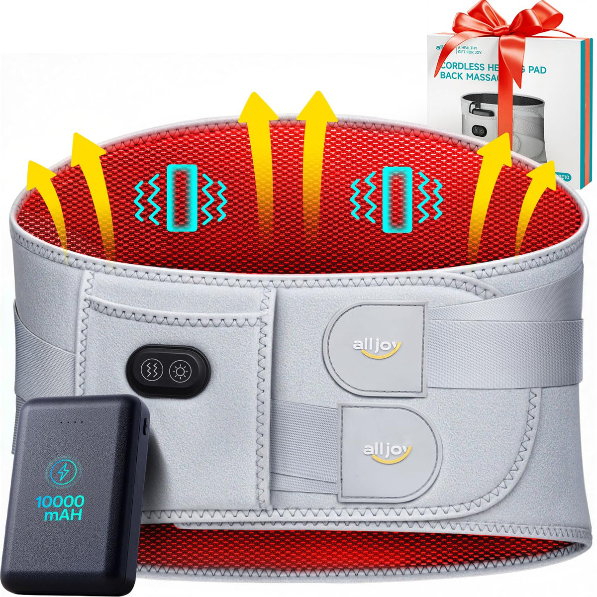 AllJOY 67-inch cordless heating pad provides extended back coverage with warm, even heat