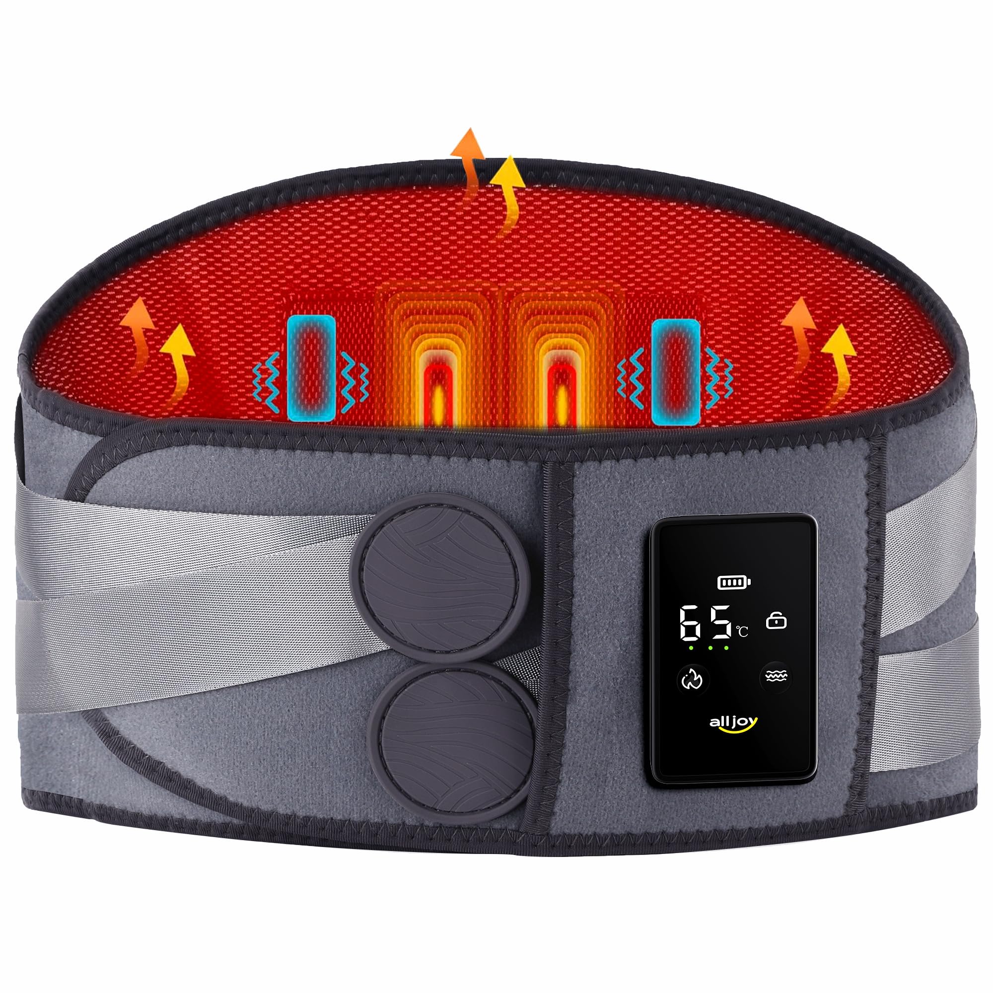 AllJOY 67-inch cordless heating pad on back for on-the-go comfort