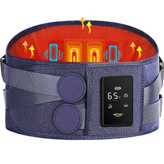 ALLJOY cordless back massager showing heat and massage on the lower back for warmth