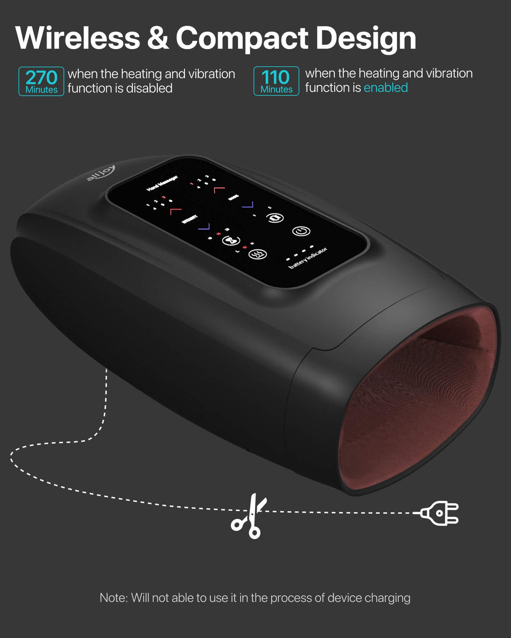 ALLJOY Hand Massager pictured with warranty badge indicating support
