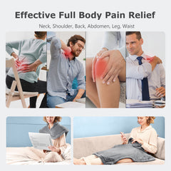 Alljoy heating pad features 10 heat settings for customized comfort.