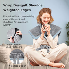 Alljoy heating pad weighted edges and straps keep it secure during movement.