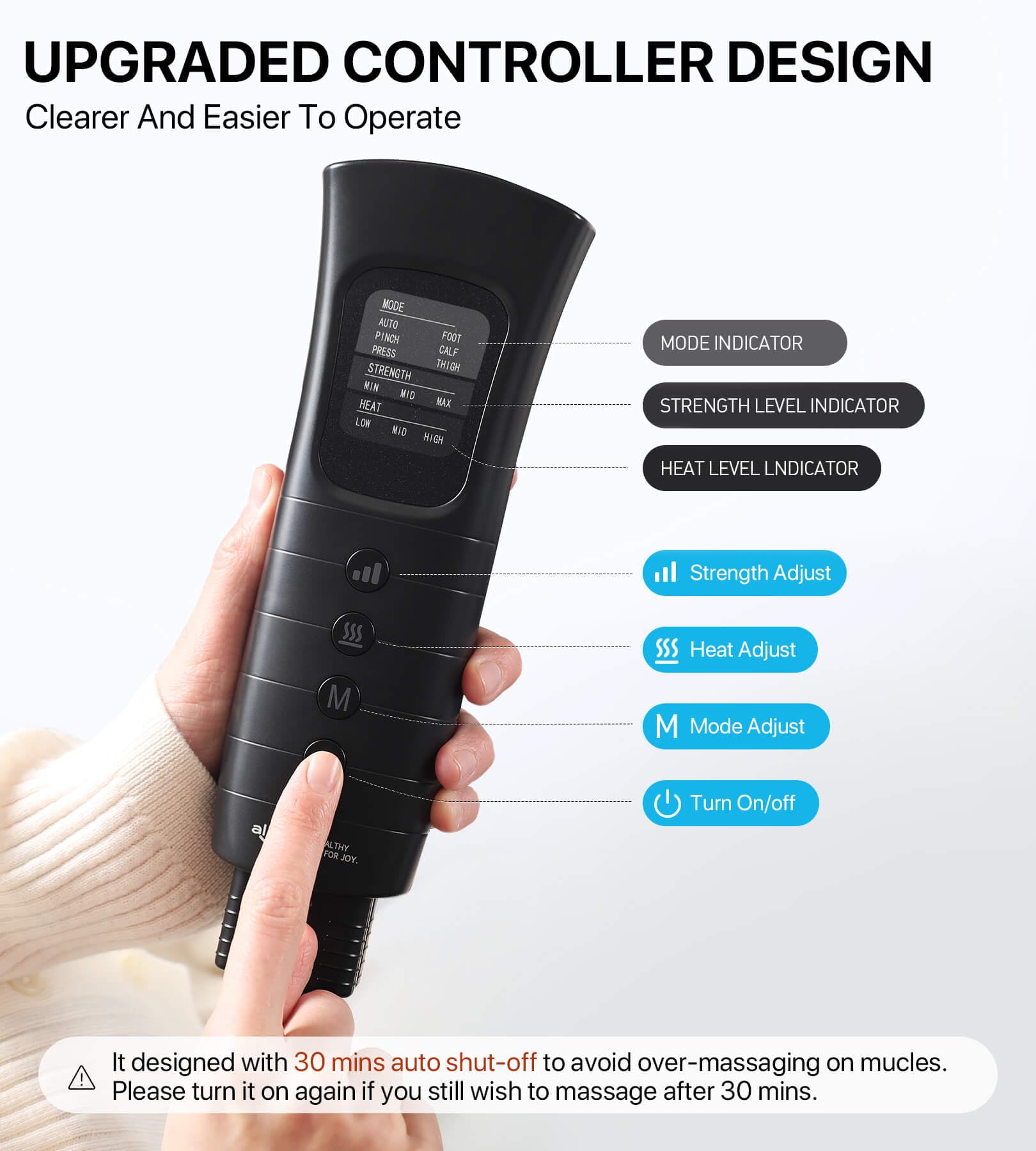 ALLJOY leg massager auto shut-off enhances safety during use